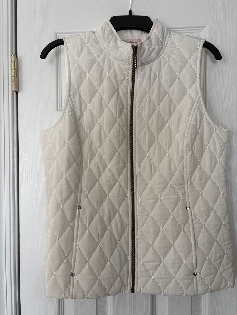 Allison Daley Quilted Cream Sleeveless Zip Vest
